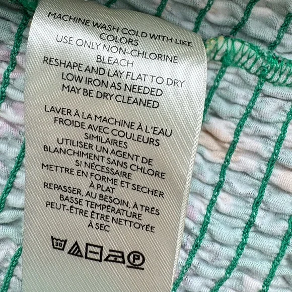 Maeve Anthropologie Green Floral Smocked Boho Halter Crop Top Size Medium - Picture 6 of 7